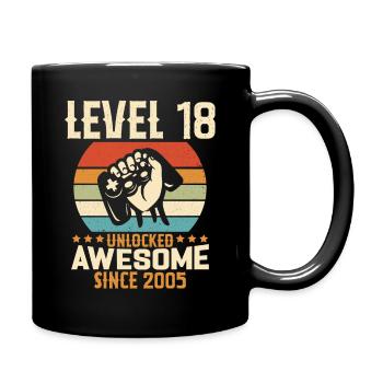 Level 18 Jahre Gaming-Geburtstagsgeschenk freischalten - Tasse einfarbig - Schwarz - Rechts