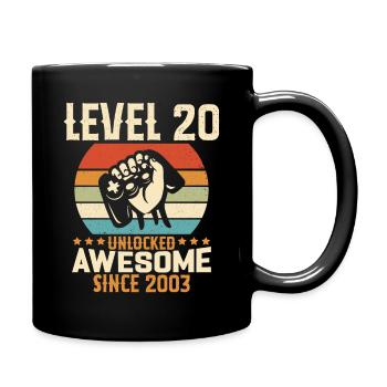 Level 20 Jahre Gaming-Geburtstagsgeschenk freischalten - Tasse einfarbig - Schwarz - Rechts