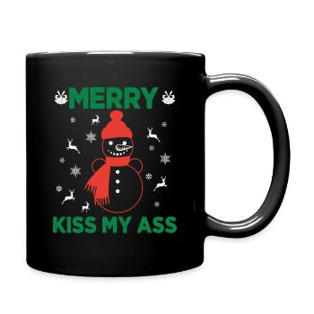 Merry Kiss My Ass Christmas Noël - Tasse einfarbig - Schwarz - Rechts