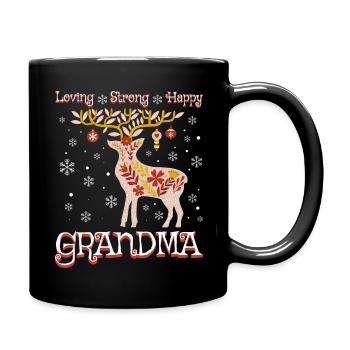 Christmas reindeer grandmother woman granny - Full Colour Mug - black - Right