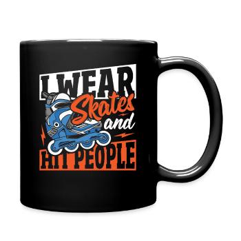 I Wear Skates and Hit People Roller Derby Roller - Full Colour Mug - black - Right