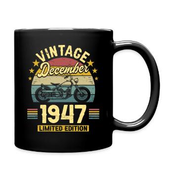 Vintage December 1947 75 years anniversary - Full Colour Mug - black - Right