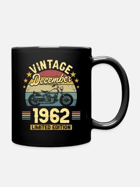 Vintage December 1962 60 years anniversary - Full Colour Mug - black