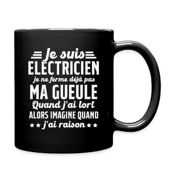 Electricien humour qui ne ferme pas sa gueule - Mug uni - noir - Droite