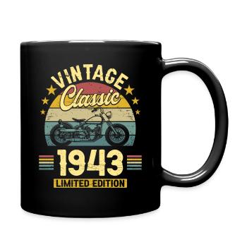 Oldtimer Motorrad 1943 80 Jahre Jubiläum - Tasse einfarbig - Schwarz - Rechts