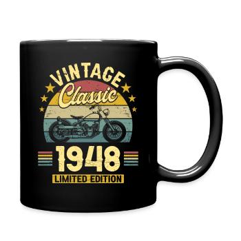 Oldtimer Motorrad 1948 75 Jahre Jubiläum - Tasse einfarbig - Schwarz - Rechts