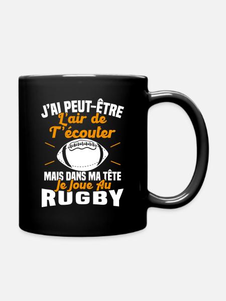 Dans ma tête je joue au rugby, Humour Cadeau Rugby - Mug uni - noir