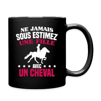 cadeau humour cheval / fille à cheval - Mug uni - noir - Droite