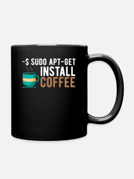 ~$ sudo apt-get install coffee Linux Programmer - Full Colour Mug - black