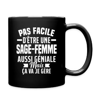 sage-femme et géniale mais ça va je gère - Mug uni - noir - Droite