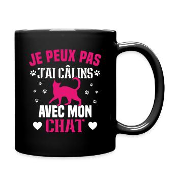 je peux pas j'ai câlins avec mon chat Cadeau - Mug uni - noir - Droite