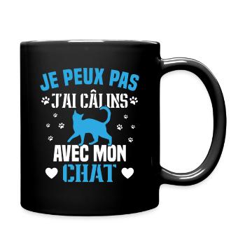 je peux pas j'ai câlins avec mon chat Cadeau - Mug uni - noir - Droite