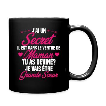 Tu as deviné je vais être grande soeur Humour - Mug uni - noir - Droite