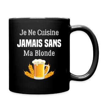 Je ne cuisine jamais sans ma blonde - Mug uni - noir - Droite