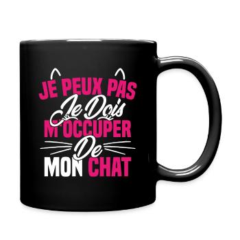 je peux pas mon chat femme humour cadeau - Mug uni - noir - Droite