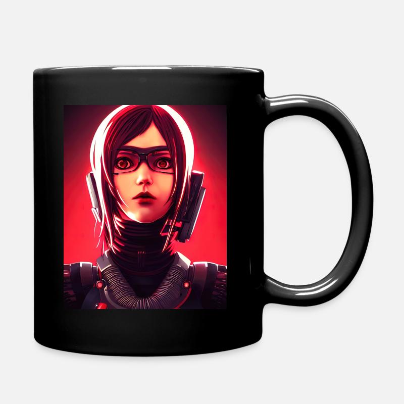 Cyborg Dame - Technik Maschinen Grafik - Tasse einfarbig - Schwarz