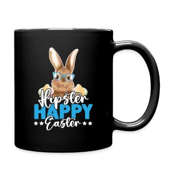 Hipster Happy Easter - Tasse einfarbig - Schwarz - Rechts