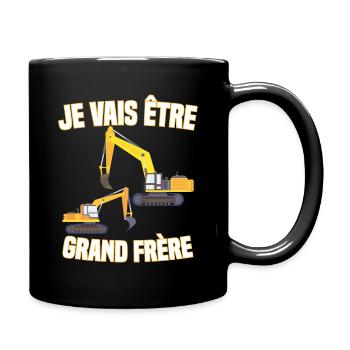 Je vais être grand frère véhicule de construction - Mug uni - noir - Droite