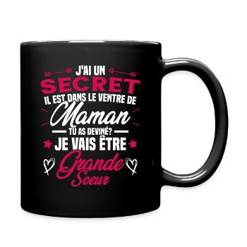Tu as deviné je vais être grande soeur Humour - Mug uni - noir - Droite