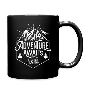 The Adventure Awaits Outdoor Camping Hiking Design - Full Colour Mug - black - Right