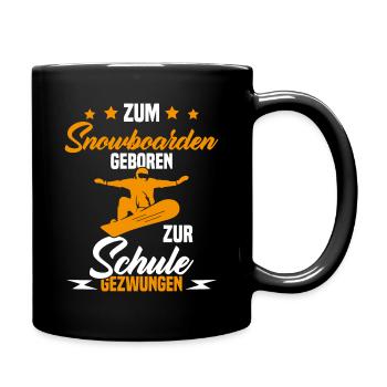 Né pour faire du snowboard force d'aller à l'école - Mug uni - noir - Droite