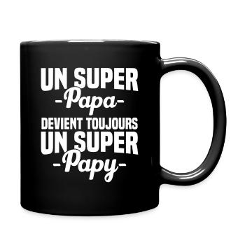Super papa devient toujours un super papy Cadeau - Mug uni - noir - Droite