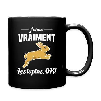 J'aime vraiment les Lapins OK - Mug uni - noir - Droite