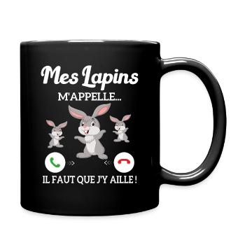 Mes Lapins m'appellent et je dois aller - Mug uni - noir - Droite