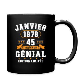 45 Ans Janvier 1978 Vintage Cadeau D'anniversaire - Mug uni - noir - Droite