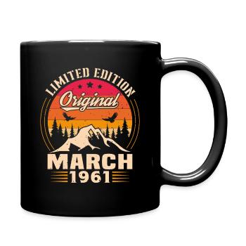 Vintage born in March 1961 birthday gift - Full Colour Mug - black - Right