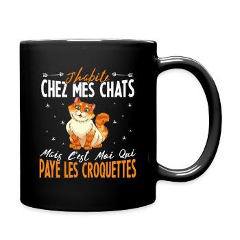 J'habite chez Mes Chats Humour Chat Drôle - Mug uni - noir - Droite