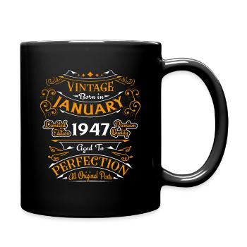 Vintage born in January 1947 Birthday gift - Full Colour Mug - black - Right