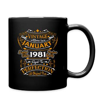 Vintage born in January 1981 birthday gift - Full Colour Mug - black - Right