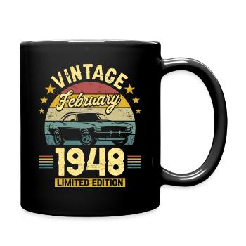 Vintage February 1948 75 years anniversary - Full Colour Mug - black - Right