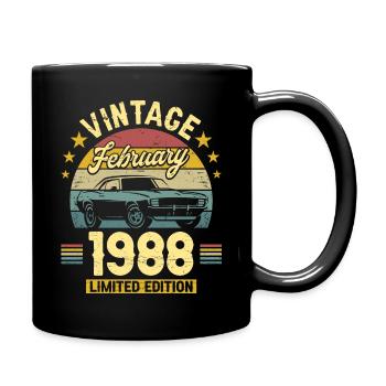 Vintage February 1988 35 years anniversary - Full Colour Mug - black - Right