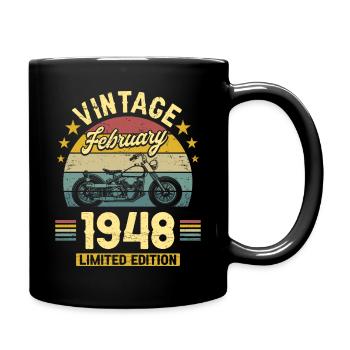 Vintage February 1948 75 years anniversary - Full Colour Mug - black - Right