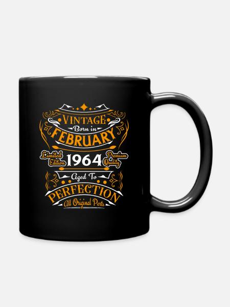 Vintage Nées En Février 1964 Cadeau D'anniversaire - Mug uni - noir