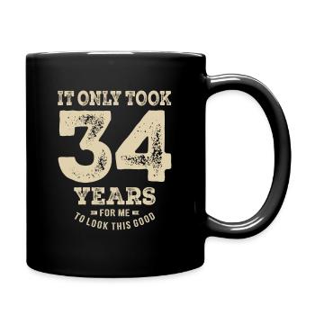 Funny 34th Birthday Age 34 Years Old - Full Colour Mug - black - Right