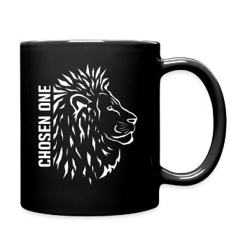 Auserwählter – Stilisierter Löwenkopf weiß - Tasse einfarbig - Schwarz - Rechts