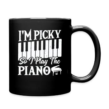 Je suis difficile alors je joue du piano Clavier Pianiste - Mug uni - noir - Droite