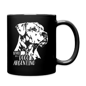 Aimé par un chien Dogo Argentino disant Wilsigns - Mug uni - noir - Droite