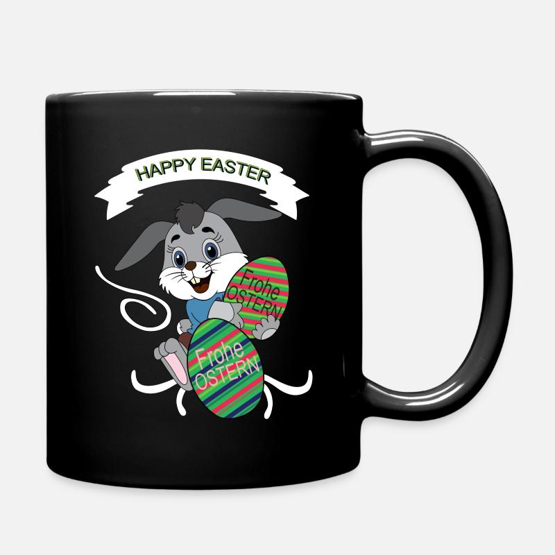 HAPPY EASTER, Easter , Coloured Easter Eggs - Full Colour Mug - black