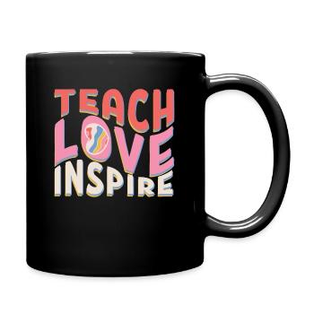Teach Love Inspire Teacher Retro Groovy Teacher - Tasse einfarbig - Schwarz - Rechts