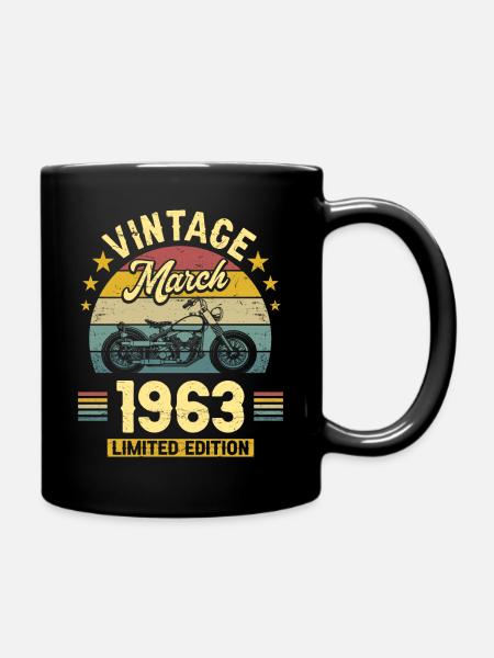 Vintage Motard Né En Mars 1963 60 Ans Anniversaire - Mug uni - noir