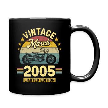 Oldtimer-Biker geboren im März 2005 18-jähriges Jubiläum - Tasse einfarbig - Schwarz - Rechts