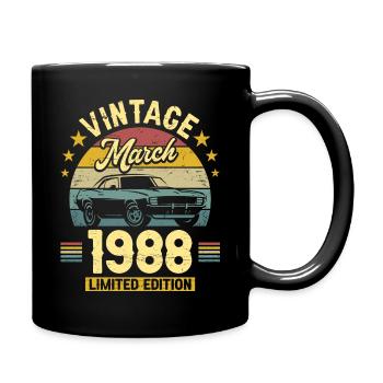 Vintage March 1988 35 years anniversary - Full Colour Mug - black - Right