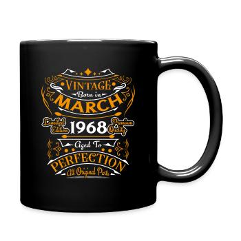 Vintage born in March 1968 birthday gift - Full Colour Mug - black - Right