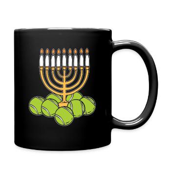 Hanukkah Tennis Jewish Menorah Candles - Full Colour Mug - black - Right