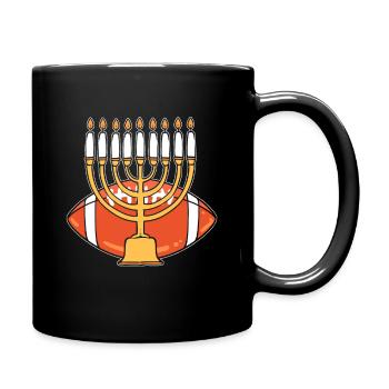Hanukkah American Football Jewish Menorah Candles - Full Colour Mug - black - Right