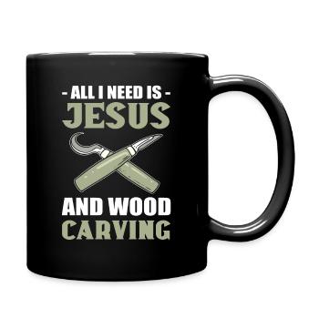 All I Need Is Jesus And Wood Carving Woodcarving - Full Colour Mug - black - Right
